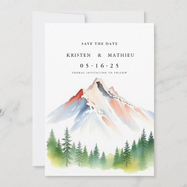 Script Editable Mountain Save The Date (Front)