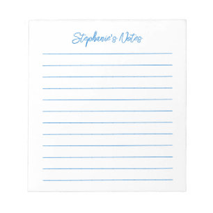 Script Elegant Blue Lined Personalized Notepad