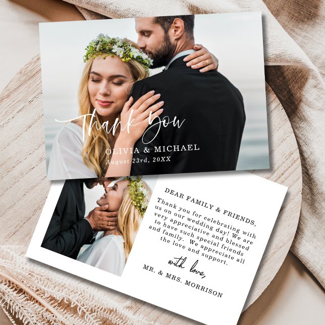 Script Elegant Photo Wedding Thank You Card (Creator Uploaded)