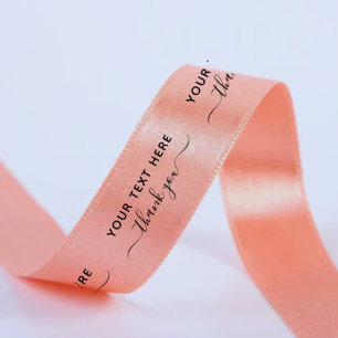  Script Elegant Thank You Black White Custom Satin Ribbon