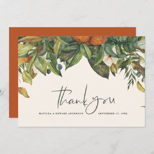 Script elegant wedding thank you citrus botanical