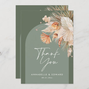 Script elegant wedding thank you sage green modern