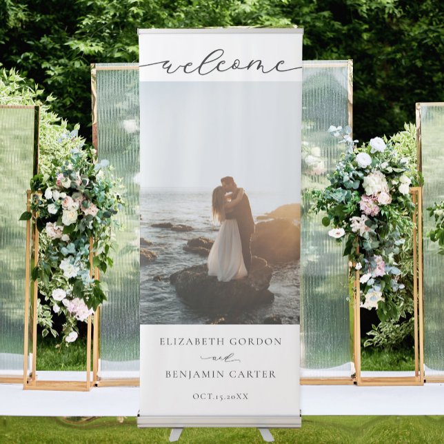 Script Elegant Welcome Photo Wedding Retractable Banner (Creator Uploaded)