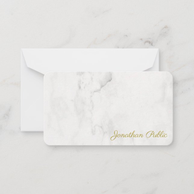 Script Elegant White Marble Template Gold Text (Front)