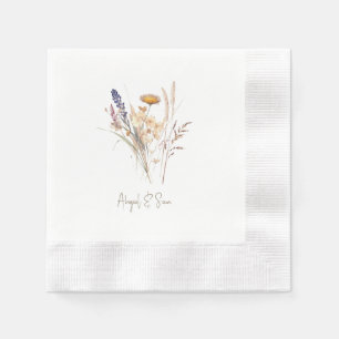 Script Fall Floral Wedding Cocktail Napkin