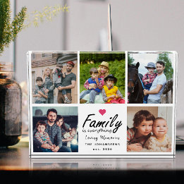 Script Family is Everything Collage Heart Memories Photo Block