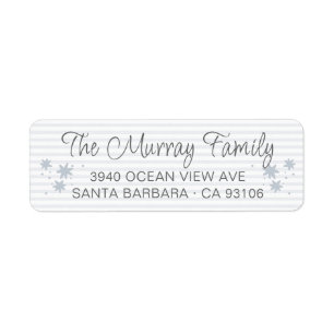 Script Family Name Blue Striped Return Address