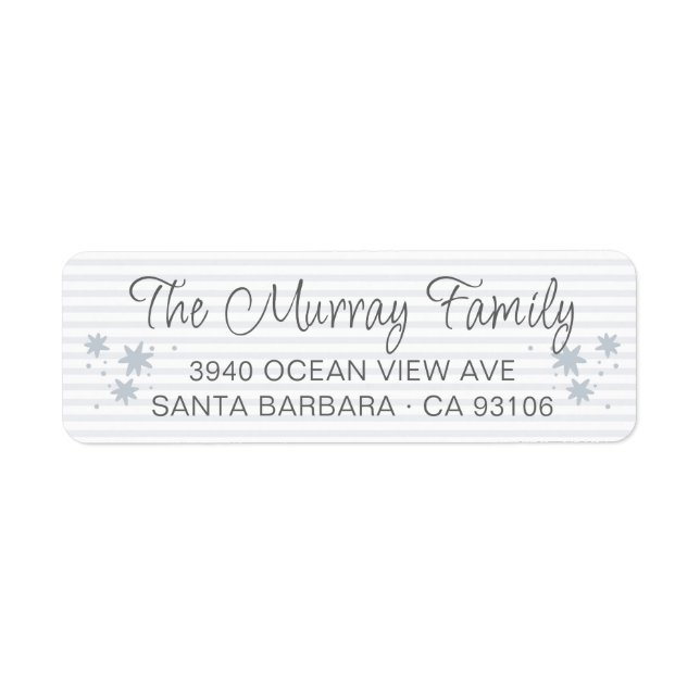 Script Family Name Blue Striped Return Address (Front)