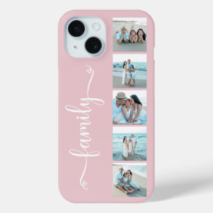 Script Family Photo Blush Pink iPhone 15 Case