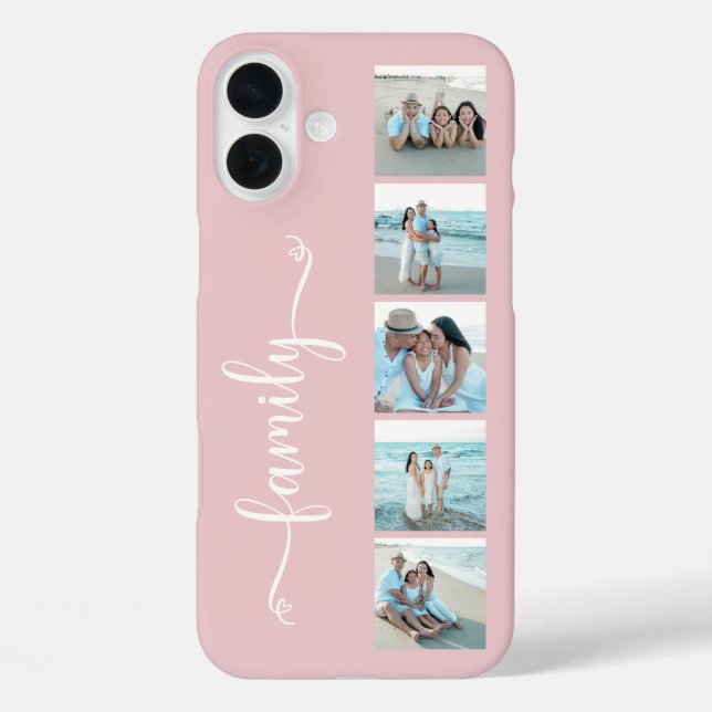 Script Family Photo Blush Pink Case-Mate iPhone Case (Back)
