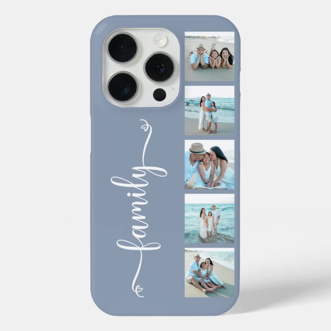 Script Family Photo Dusty Blue Case-Mate iPhone Case (Back)