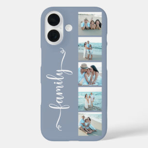 Script Family Photo Dusty Blue iPhone 16 Case
