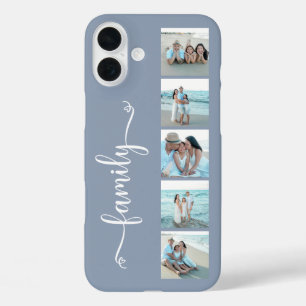 Script Family Photo Dusty Blue iPhone 16 Plus Case