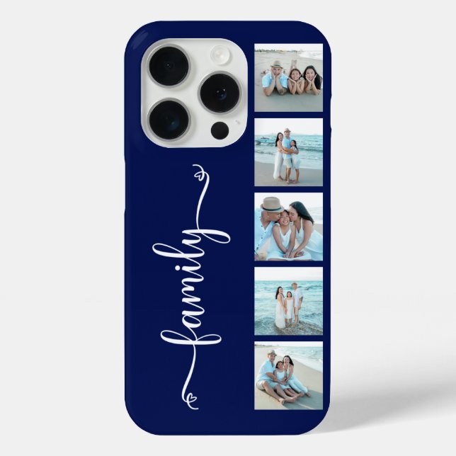 Script Family Photo Navy Blue Case-Mate iPhone Case (Back)