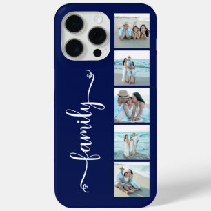 Script Family Photo Navy Blue iPhone 15 Pro Max Case