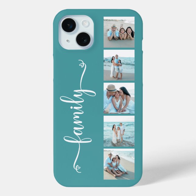 Script Family Photo Teal Case-Mate iPhone Case (Back)
