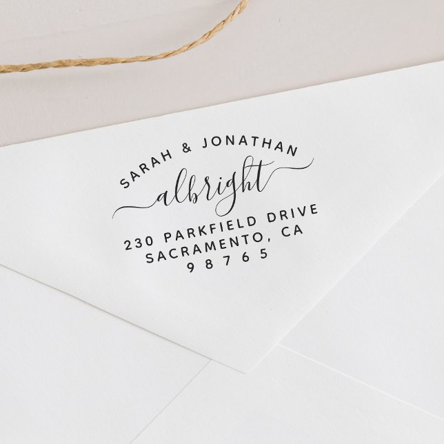 Script Family Signature Married Couple Address Rubber Stamp (Stamp Mock-up)