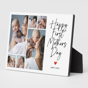 Script First Mother's Day Photo Collage Gift Plaque