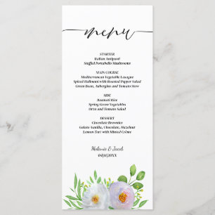 Script Floral Wedding Menu