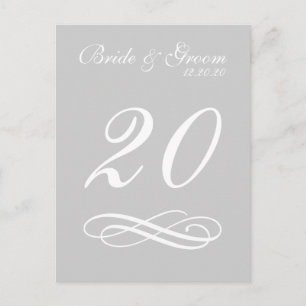 Script Flourish Table Numbers (Silver / White) Postcard