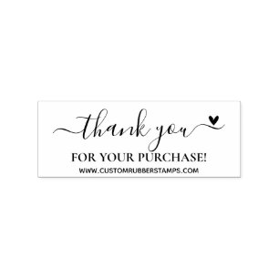 Script Flourish Thank you for purchase heart Rubber Stamp
