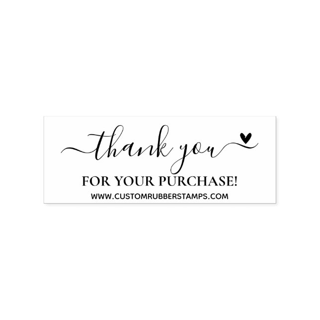 Script Flourish Thank you for purchase heart Rubber Stamp (Imprint)