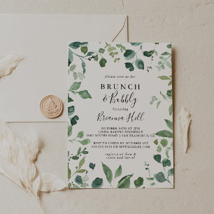 Script Foliage Brunch and Bubbly Bridal Shower  Invitation