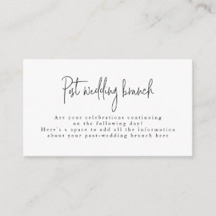 Script Font Black & White Post Wedding Brunch Enclosure Card