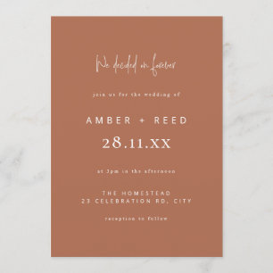 Script Font Modern Wedding Copper Colour Block Invitation