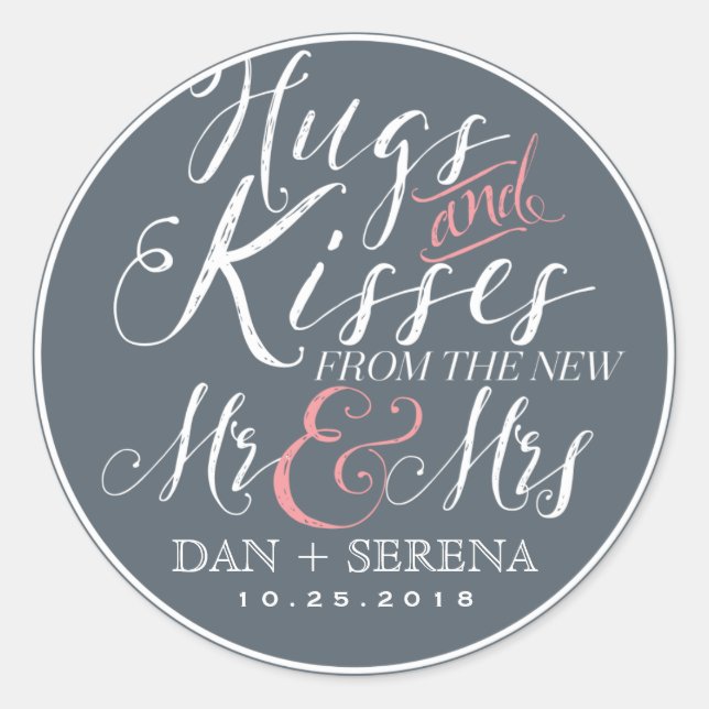 Script Font New Mr and Mrs Wedding Favour Sticker (Front)