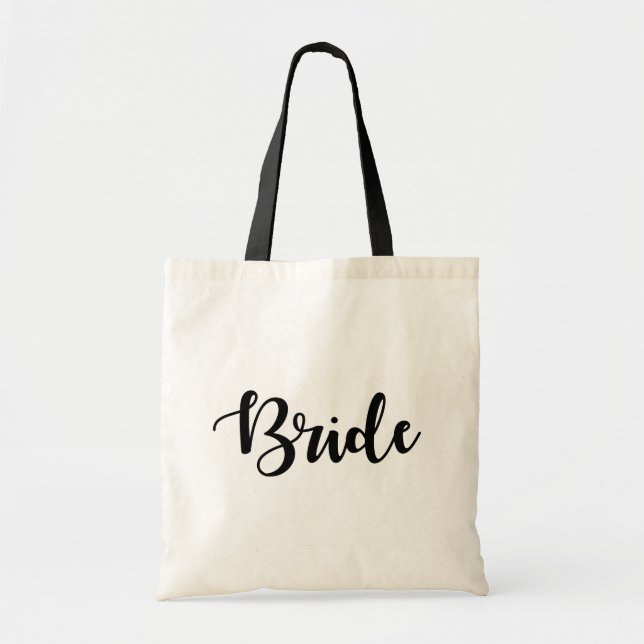 Script Font Wedding Party Bride Tote Bag (Front)