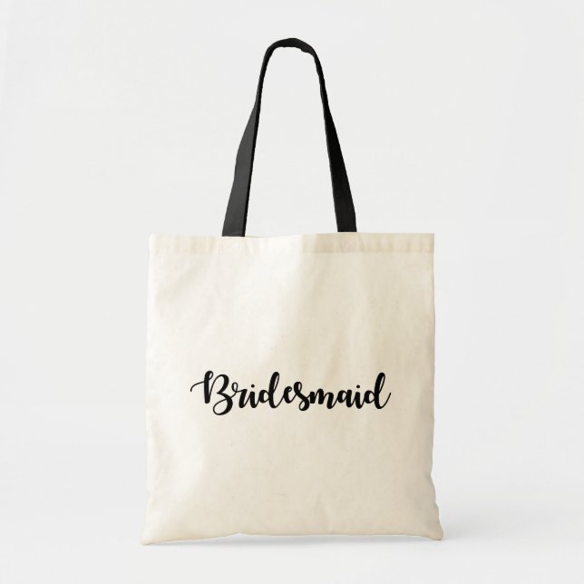Script Font Wedding Party Bridesmaid Tote Bag (Front)