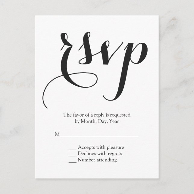 Script Font wedding RSVP Invitation Postcard (Front)