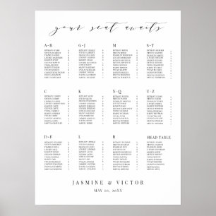 Script Formal Wedding Seating Chart Reception Sign