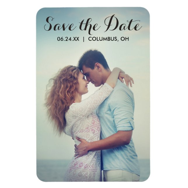 Script Full Bleed Photo Save the Date Magnet (Vertical)