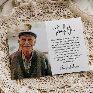Script Funeral Photo Sympathy Thank You Card