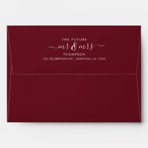 Script Future Mrs and Mr Burgundy Return Address Envelope