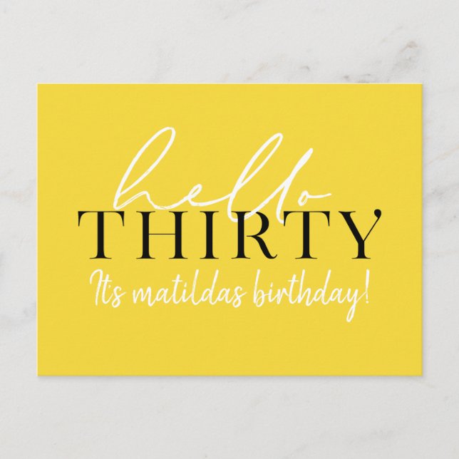 Script & geometric 30th birthday postcard (Front)