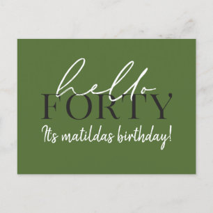 Script & geometric 40th birthday invitation postcard