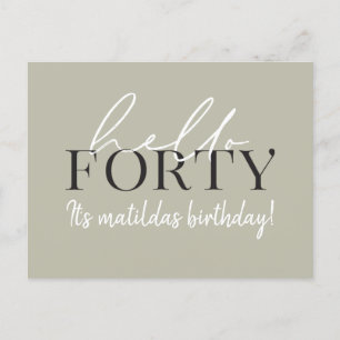 Script & geometric 40th birthday invitation postcard