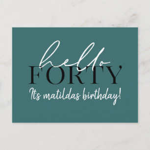 Script & geometric 40th birthday postcard