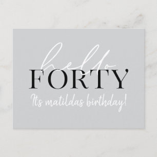 Script & geometric 40th birthday postcard