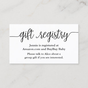 Script Gift Registry Shower Insert Card