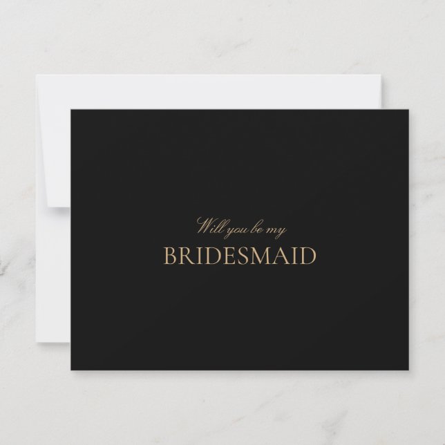 Script Gold & Black Bridesmaid Proposal Card   (Front)