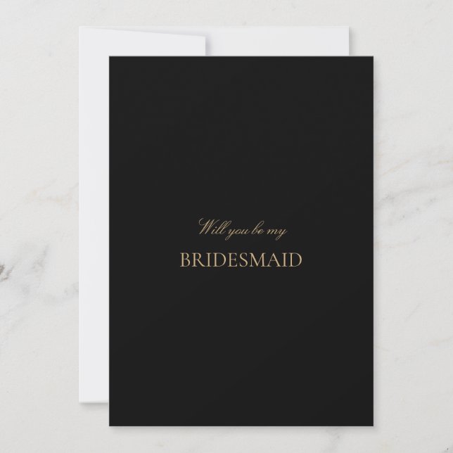 Script Gold & Black Bridesmaid Proposal Card  (Front)