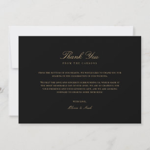 Script Gold & Black Thank you Card