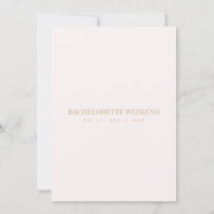Script Gold & Blush Pink Bachelorette Weekend Card