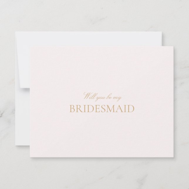 Script Gold & Blush Pink Bridesmaid Proposal Card  (Front)