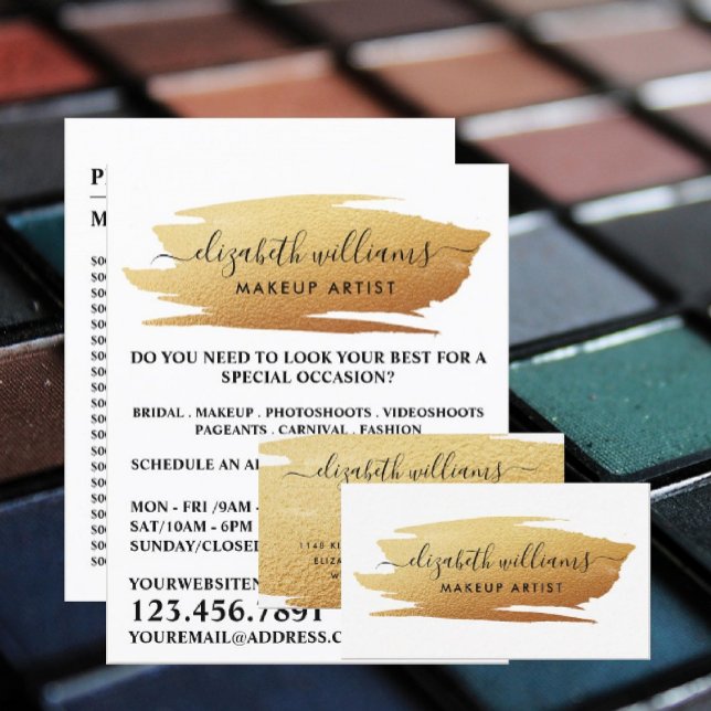 Script Gold Foil Brushstroke Makeup Artist Flyer (Creator Uploaded)