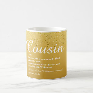 Script Gold Glitter Best Ever Cousin Definition Coffee Mug